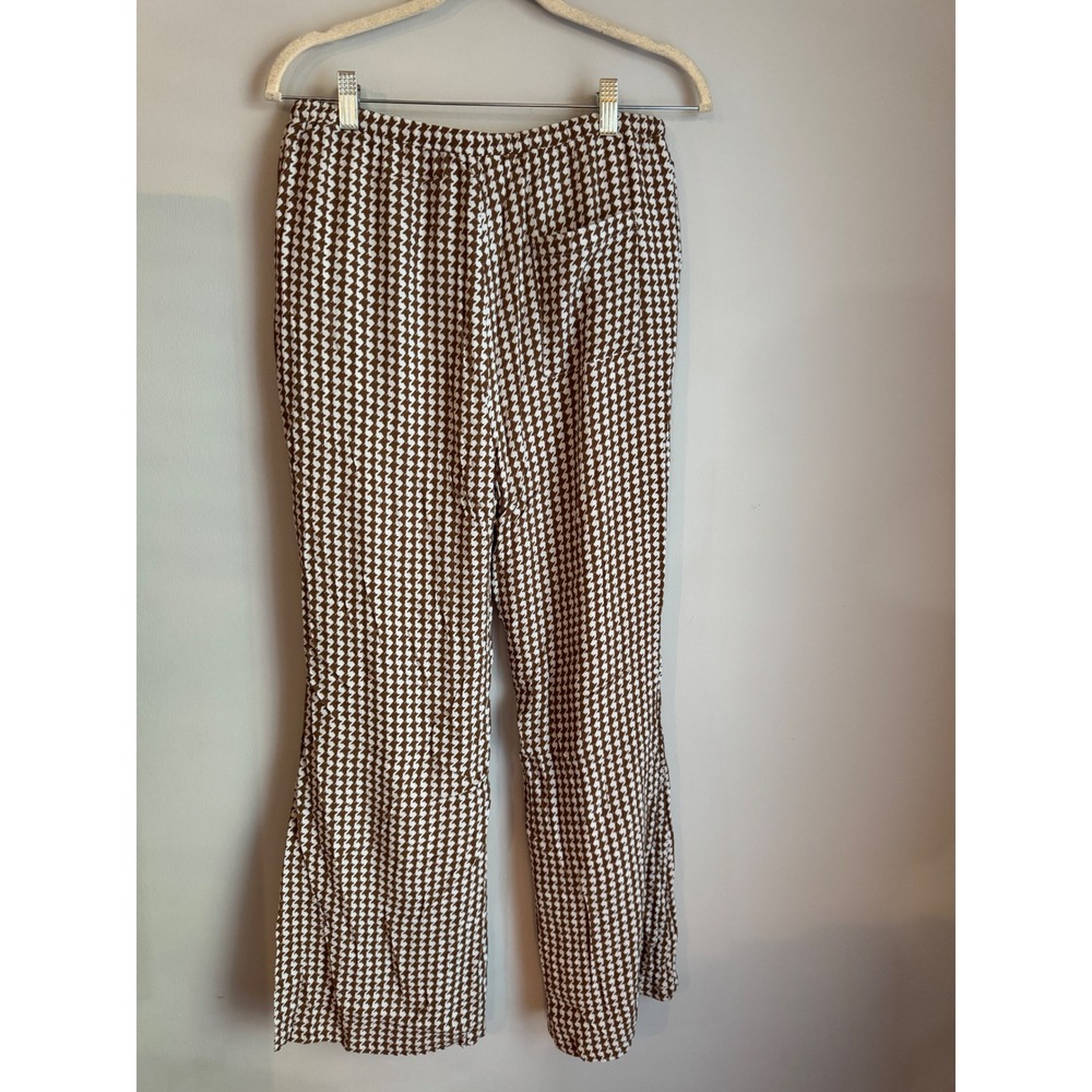 Charlie Holiday Brown White Houndstooth Wide Leg Pants Womens Size 8 Large - Picture 3 of 4